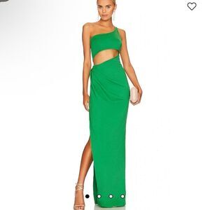 Yaura Funmi Cut Out One Shoulder Maxi Dress in Green.Size L